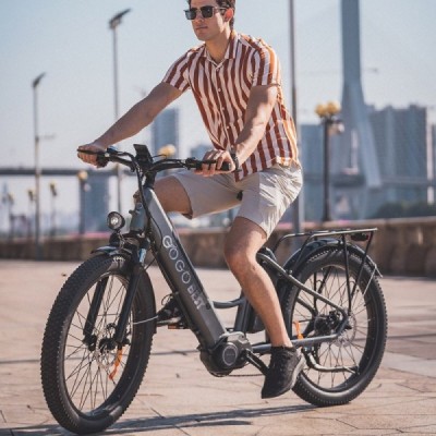 GOGOBEST GF850 Electric Bike 48V 500W Motor 32km/h Max Speed 2*10.4Ah Batteries 130km Range Shimano 7 Speed Gear – Grey