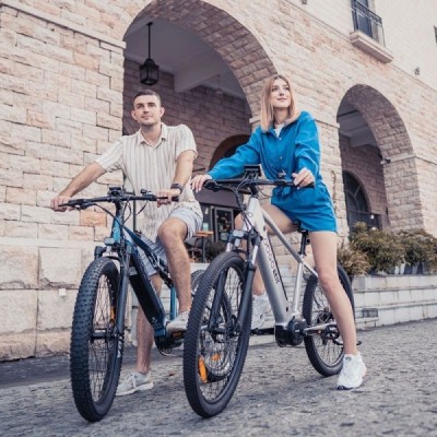 GOGOBEST GM26 Electric Bike 36V 250W Motor 25km/h Max Speed 10Ah Battery 50-60km Range 27.5*2.25” CST Tires – Silver