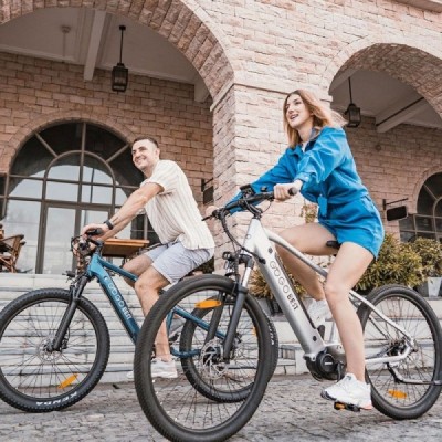 GOGOBEST GM26 Electric Bike 36V 250W Motor 25km/h Max Speed 10Ah Battery 50-60km Range 27.5*2.25” CST Tires – Silver