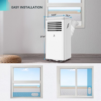 LUKO A011D1-7K 3 in 1 Portable Air Conditioner Dehumidifier  7000BTU Cooling Capacity  2 Wind Speeds  24-Hour Timer