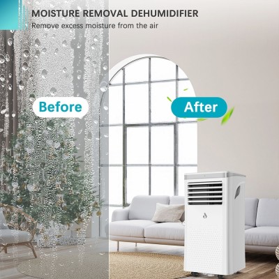 LUKO A011D1-7K 3 in 1 Portable Air Conditioner Dehumidifier  7000BTU Cooling Capacity  2 Wind Speeds  24-Hour Timer