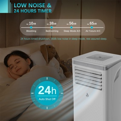 LUKO A011D1-7K 3 in 1 Portable Air Conditioner Dehumidifier  7000BTU Cooling Capacity  2 Wind Speeds  24-Hour Timer