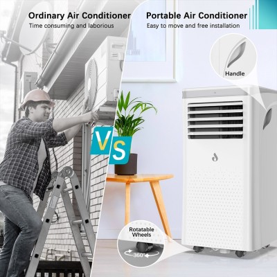 LUKO A011D1-7K 3 in 1 Portable Air Conditioner Dehumidifier  7000BTU Cooling Capacity  2 Wind Speeds  24-Hour Timer