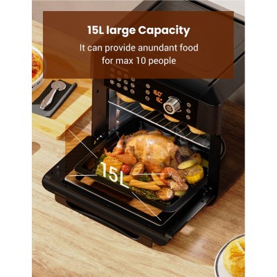 Proscenic T31 1700W Air Fryer Oven  15L Large Capacity  12 Presets  360 Degree Air Circulation  Flipping Reminder