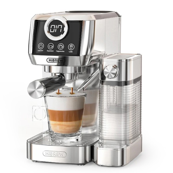 HiBREW H13A 3 in 1 Semi Automatic Coffee Machine  6 Coffee Modes  20Bar Extraction Pressure  1 3L Removable Water Tank  51mm Al