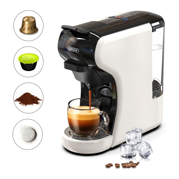 HiBREW H1A 1450W Espresso Coffee Machine  19 Bar Extraction  Hot/Cold 4-in-1 Multiple Capsule Coffee Maker - Black