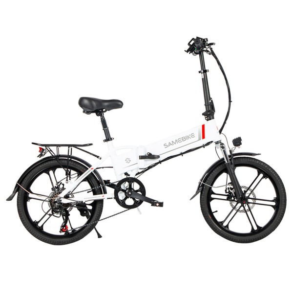 SAMEBIKE 20LVXD30-II Folding Electric Moped Bike  20'' Tire  48V 350W Motor  10Ah Battery 30km/h Max Speed - White