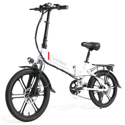 SAMEBIKE 20LVXD30-II Folding Electric Moped Bike  20'' Tire  48V 350W Motor  10Ah Battery 30km/h Max Speed - White