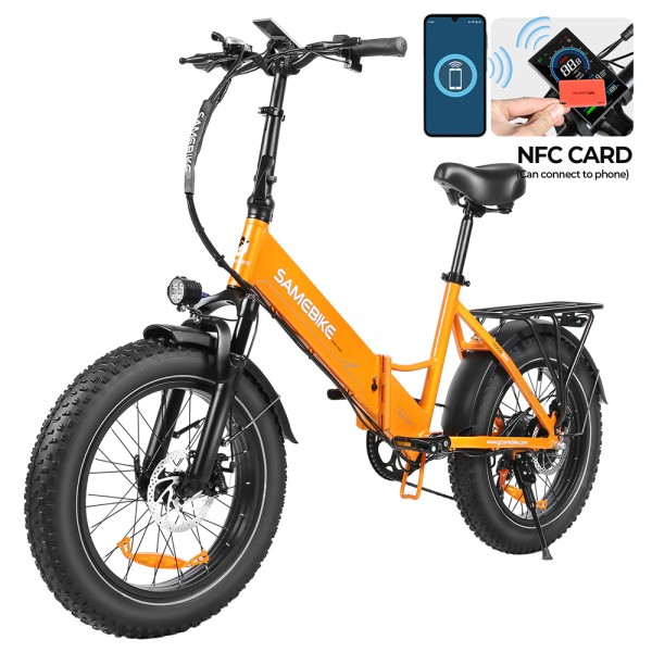 SAMEBIKE LOTDM200-II Folding Electric Bike  750W Motor  48V 13Ah Battery  20*4 Inch Fat Tire  40km/h Max Speed  80km Range  Dua