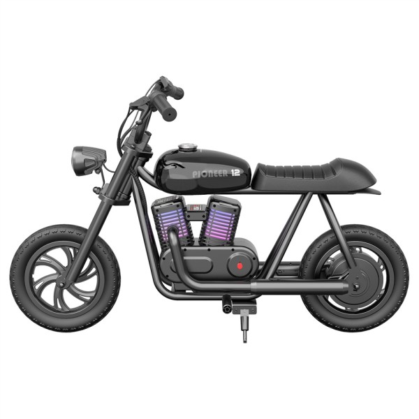 HYPER GOGO Pioneer 12 Plus Electric Chopper Motorcycle for Kids-Black 24V 5 2Ah 160W with 12'x3' Tires  12KM Top Range