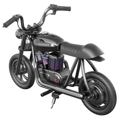 HYPER GOGO Pioneer 12 Plus Electric Chopper Motorcycle for Kids-Black 24V 5 2Ah 160W with 12'x3' Tires  12KM Top Range