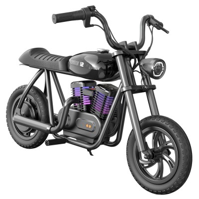 HYPER GOGO Pioneer 12 Plus Electric Chopper Motorcycle for Kids-Black 24V 5 2Ah 160W with 12'x3' Tires  12KM Top Range