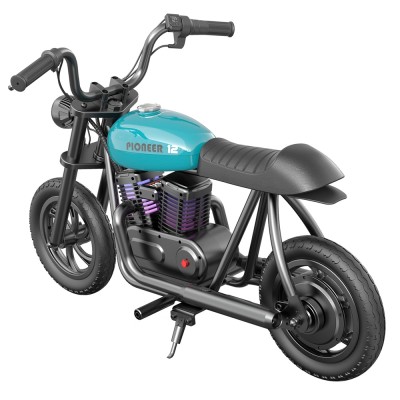 HYPER GOGO Pioneer 12 Plus Electric Chopper Motorcycle for Kids-Blue 24V 5 2Ah 160W with 12'x3' Tires  12KM Top Range