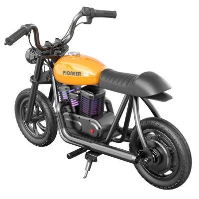 HYPER GOGO Pioneer 12 Plus Electric Chopper Motorcycle for Kids-Orange 24V 5 2Ah 160W with 12'x3' Tires  12KM Top Range