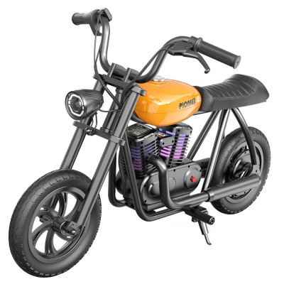 HYPER GOGO Pioneer 12 Plus Electric Chopper Motorcycle for Kids-Orange 24V 5 2Ah 160W with 12'x3' Tires  12KM Top Range