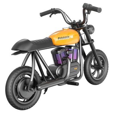 HYPER GOGO Pioneer 12 Plus Electric Chopper Motorcycle for Kids-Orange 24V 5 2Ah 160W with 12'x3' Tires  12KM Top Range