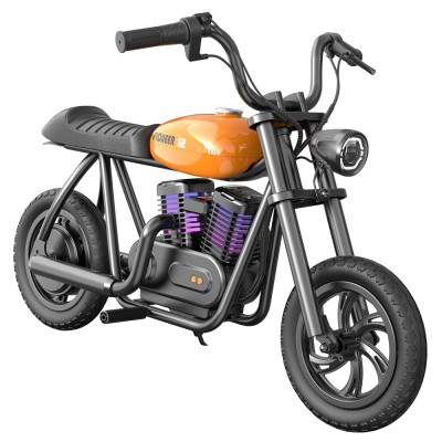 HYPER GOGO Pioneer 12 Plus Electric Chopper Motorcycle for Kids-Orange 24V 5 2Ah 160W with 12'x3' Tires  12KM Top Range