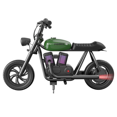 HYPER GOGO Pioneer 12 Plus Electric Chopper Motorcycle for Kids-Green 24V 5 2Ah 160W with 12'x3' Tires  12KM Top Range