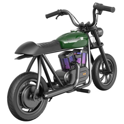 HYPER GOGO Pioneer 12 Plus Electric Chopper Motorcycle for Kids-Green 24V 5 2Ah 160W with 12'x3' Tires  12KM Top Range