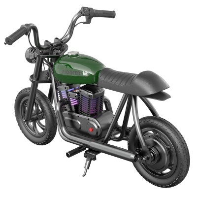 HYPER GOGO Pioneer 12 Plus Electric Chopper Motorcycle for Kids-Green 24V 5 2Ah 160W with 12'x3' Tires  12KM Top Range