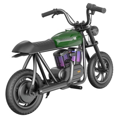 HYPER GOGO Pioneer 12 Plus Electric Chopper Motorcycle for Kids-Green 24V 5 2Ah 160W with 12'x3' Tires  12KM Top Range