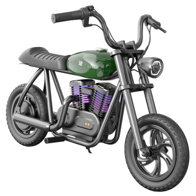 HYPER GOGO Pioneer 12 Plus Electric Chopper Motorcycle for Kids-Green 24V 5 2Ah 160W with 12'x3' Tires  12KM Top Range