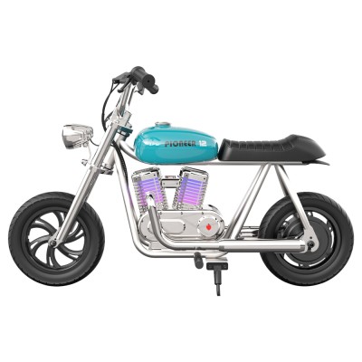 HYPER GOGO Pioneer 12 Plus with App Electric Motorcycle for Kids 12'' Pneumatic Tires Bluetooth Speaker  Blue EU