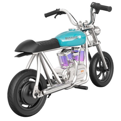 HYPER GOGO Pioneer 12 Plus with App Electric Motorcycle for Kids 12'' Pneumatic Tires Bluetooth Speaker  Blue EU