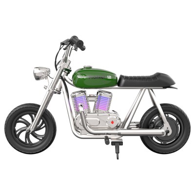 HYPER GOGO Pioneer 12 Plus with App Electric Motorcycle for Kids 12'' Pneumatic Tires Bluetooth Speaker Green EU