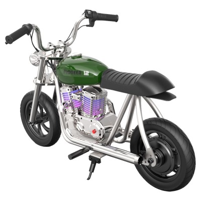 HYPER GOGO Pioneer 12 Plus with App Electric Motorcycle for Kids 12'' Pneumatic Tires Bluetooth Speaker Green EU