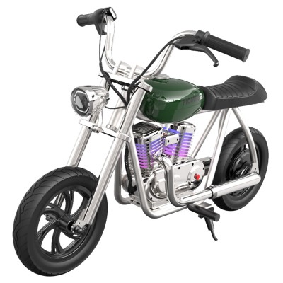 HYPER GOGO Pioneer 12 Plus with App Electric Motorcycle for Kids 12'' Pneumatic Tires Bluetooth Speaker Green EU