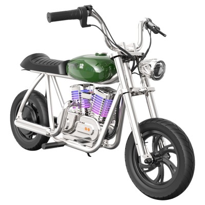 HYPER GOGO Pioneer 12 Plus with App Electric Motorcycle for Kids 12'' Pneumatic Tires Bluetooth Speaker Green EU