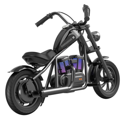 HYPER GOGO Cruiser 12 Plus Electric Motorcycle for Kids  12'' Pneumatic Tires  Bluetooth Speaker Simulated Fog Black EU