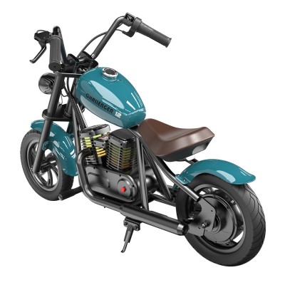 HYPER GOGO Challenger 12 Plus Electric Motorcycle for Kids 12'' Pneumatic Tires with Bluetooth Speaker Simulated Fog