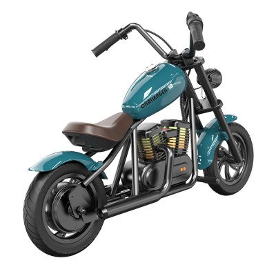 HYPER GOGO Challenger 12 Plus Electric Motorcycle for Kids 12'' Pneumatic Tires with Bluetooth Speaker Simulated Fog