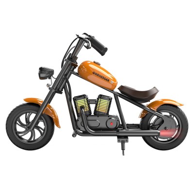 HYPER GOGO Challenger 12 Plus Electric Motorcycle for Kids 12'' Pneumatic Tires with Bluetooth Speaker Simulated Fog