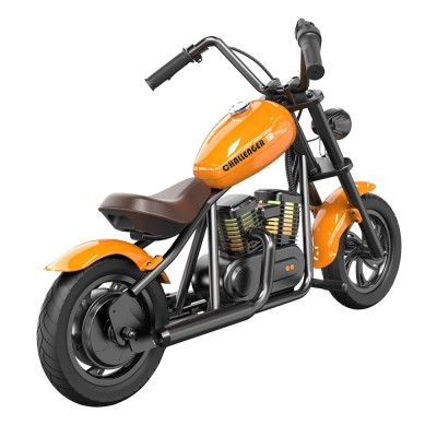 HYPER GOGO Challenger 12 Plus Electric Motorcycle for Kids 12'' Pneumatic Tires with Bluetooth Speaker Simulated Fog